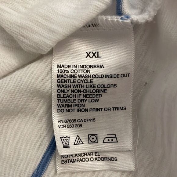 Nautica Jeans Co. White Striped Polo Shirt Men's Size XXL 2XL Crest Retro - Picture 8 of 10